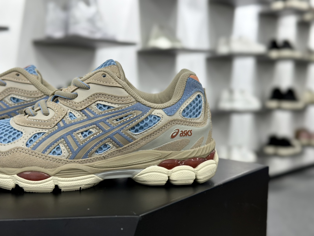 亚瑟士/Asics Gel-NYC 系列低帮复古休闲运动慢跑鞋“浅棕蓝”1203A372-401