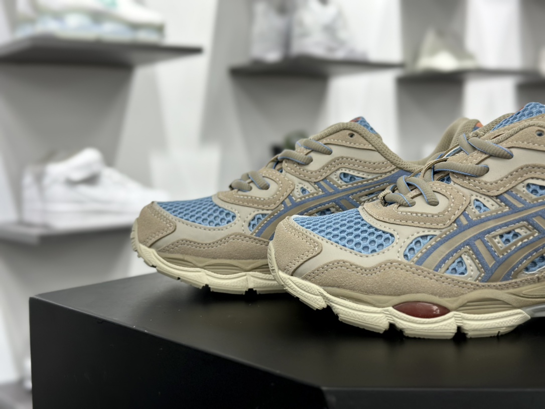 亚瑟士/Asics Gel-NYC 系列低帮复古休闲运动慢跑鞋“浅棕蓝”1203A372-401