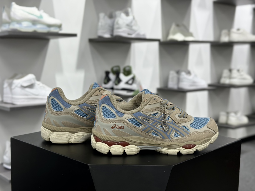 亚瑟士/Asics Gel-NYC 系列低帮复古休闲运动慢跑鞋“浅棕蓝”1203A372-401