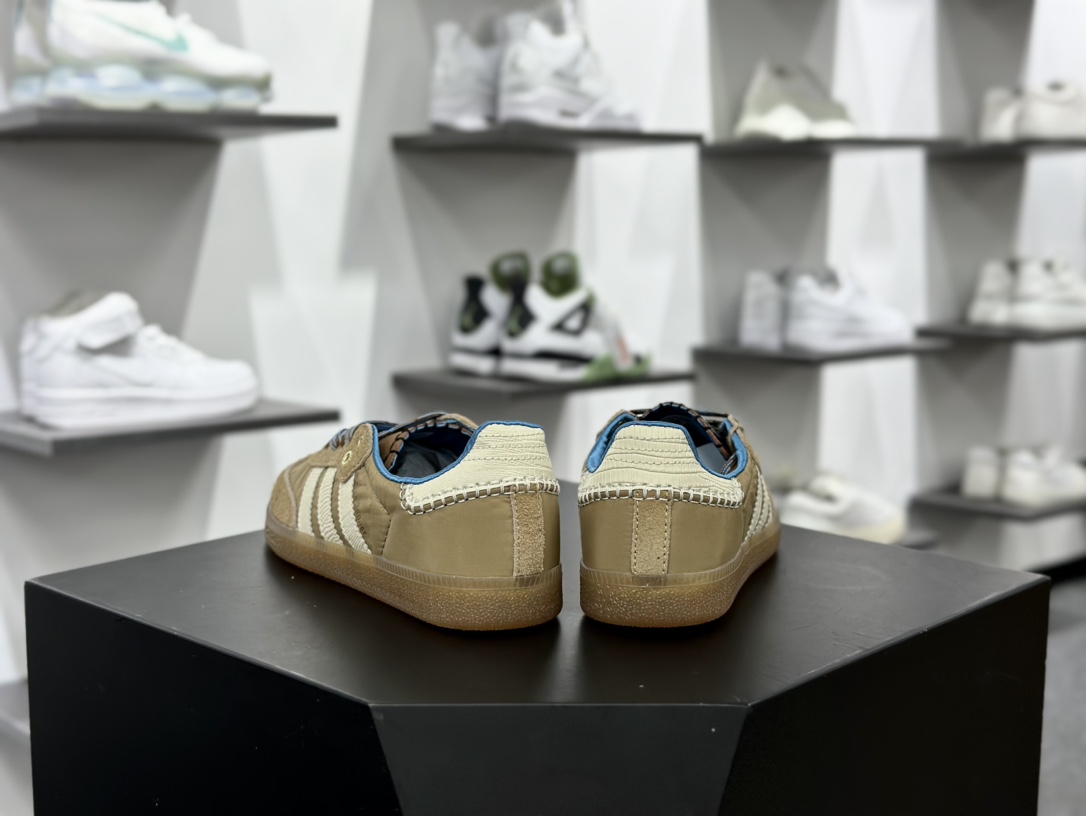 Wales Bonner x Adidas Originals Samba Classic”Tan/White/Gum”桑巴舞板鞋“联名奶茶黄奶白蓝生胶底”IH3261