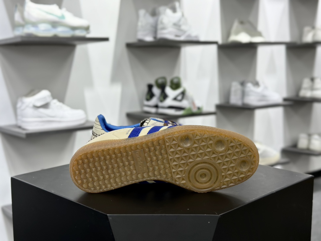 Wales Bonner x Adidas Originals Samba Classic”White/Royal Blue/Gum”桑巴舞板鞋“联名米白皇家蓝生胶底”IH7756