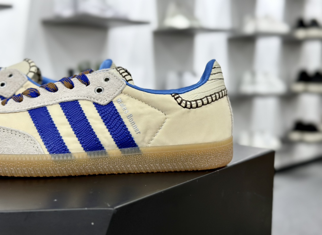 Wales Bonner x Adidas Originals Samba Classic”White/Royal Blue/Gum”桑巴舞板鞋“联名米白皇家蓝生胶底”IH7756