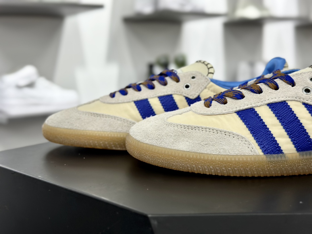 Wales Bonner x Adidas Originals Samba Classic”White/Royal Blue/Gum”桑巴舞板鞋“联名米白皇家蓝生胶底”IH7756