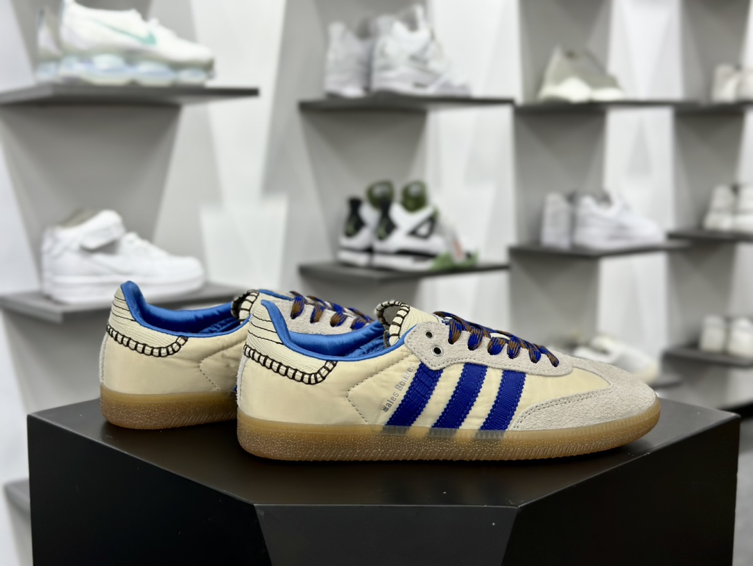 Wales Bonner x Adidas Originals Samba Classic”White/Royal Blue/Gum”桑巴舞板鞋“联名米白皇家蓝生胶底”IH7756