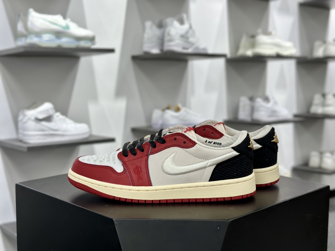 Trophy Room x Nike Air Jordan 1 Retro Low OG SP”Home”AJ1乔丹一代低帮篮球鞋“联名皮革白黑红芝加哥2.0”FN0432-017