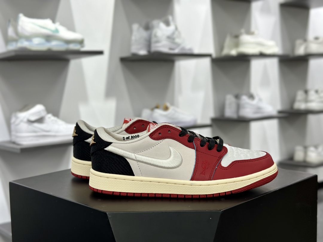 Trophy Room x Nike Air Jordan 1 Retro Low OG SP”Home”AJ1乔丹一代低帮篮球鞋“联名皮革白黑红芝加哥2.0”FN0432-017