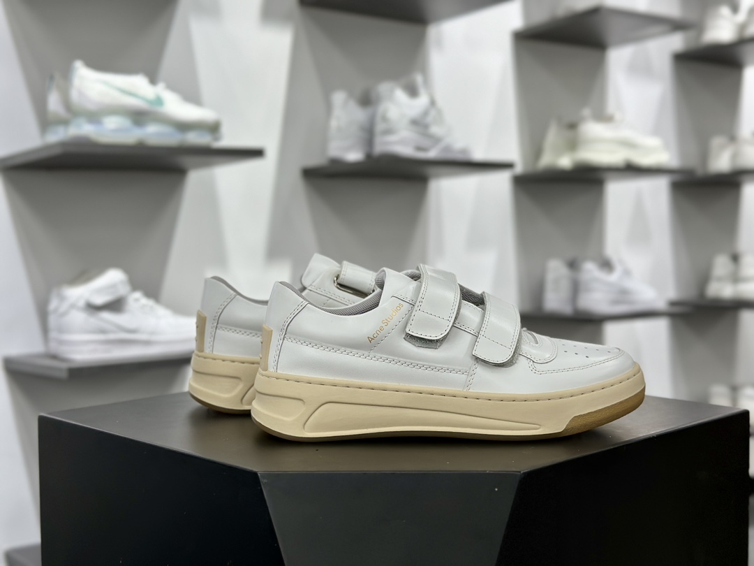 Acne Studios Velcro Strap Platform Sneakers 维可搭扣松糕系列低帮魔术贴休闲运动鞋“皮革全白”CD0001-DPO