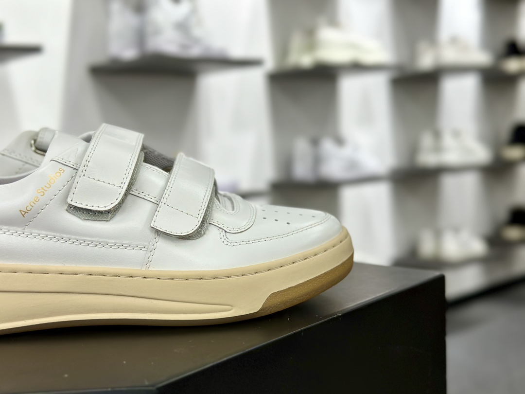 Acne Studios Velcro Strap Platform Sneakers 维可搭扣松糕系列低帮魔术贴休闲运动鞋“皮革全白”CD0001-DPO