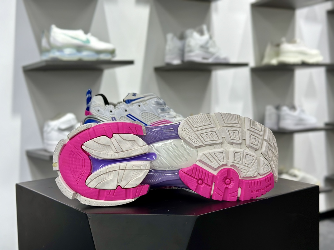 巴黎世家BALENCIAGA Runner Sneaker”White/Blue/Pink/Purple”2.0慢跑鞋“2.0解构破坏白蓝粉紫”772774 W3RMU 9554