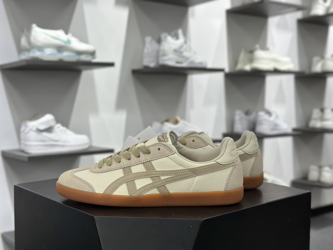 鬼塚虎/Onitsuka Tiger Tokuten 得分系列低帮板鞋“皮革米白竹绿生胶底”1183C086-100