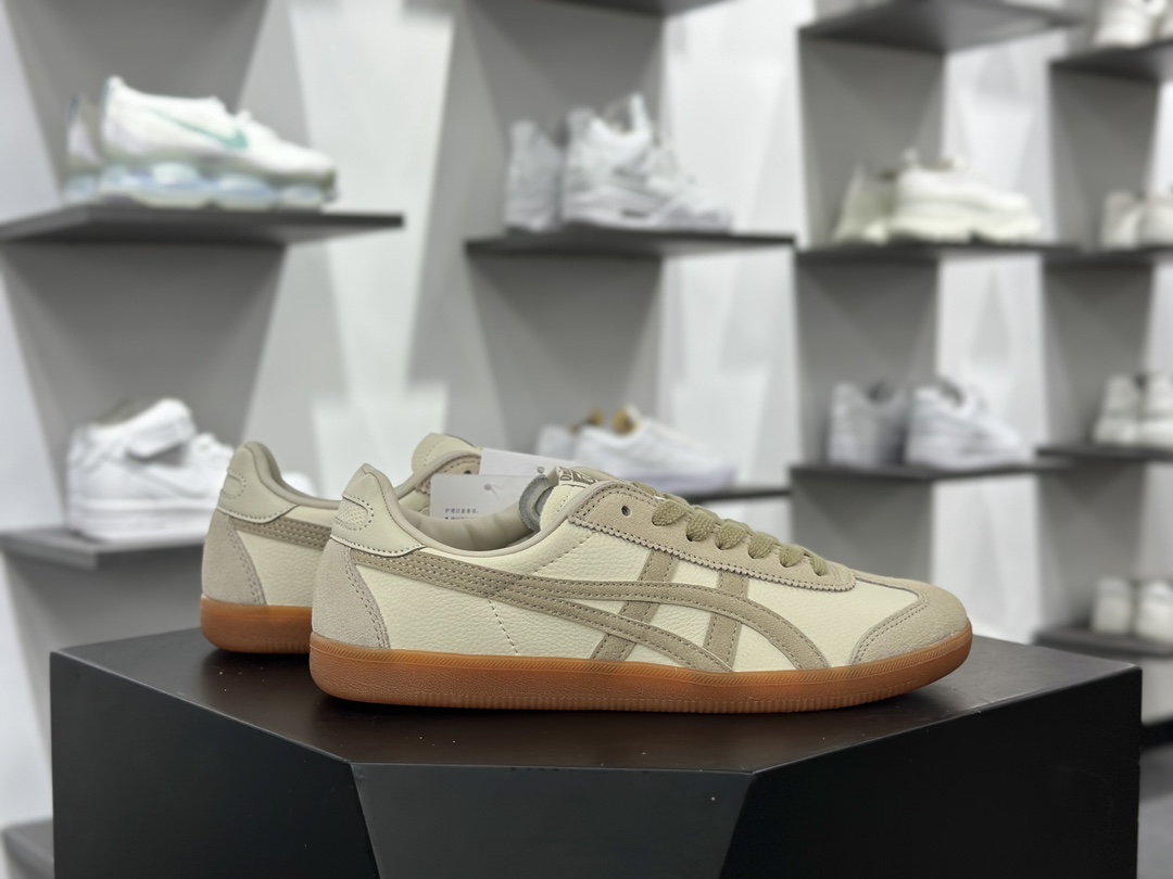 鬼塚虎/Onitsuka Tiger Tokuten 得分系列低帮板鞋“皮革米白竹绿生胶底”1183C086-100