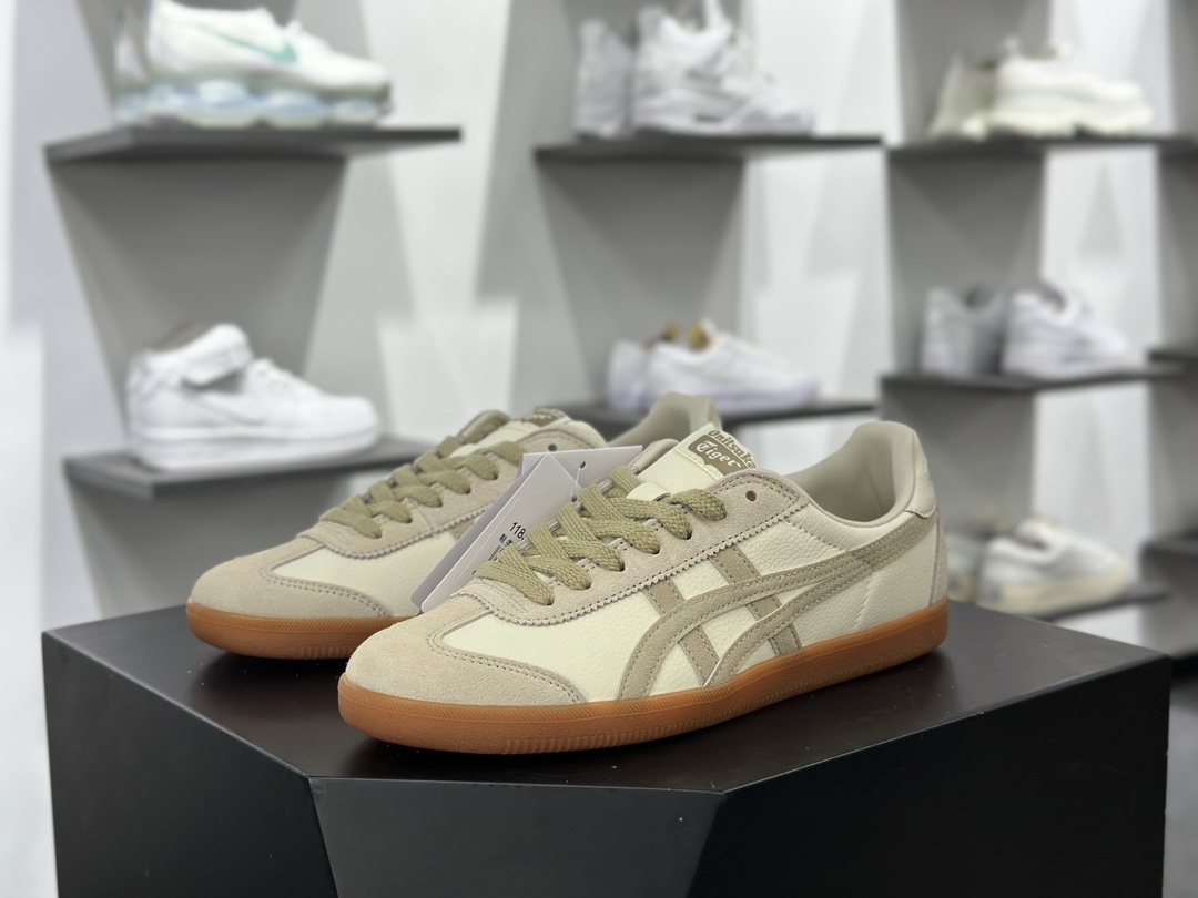 鬼塚虎/Onitsuka Tiger Tokuten 得分系列低帮板鞋“皮革米白竹绿生胶底”1183C086-100