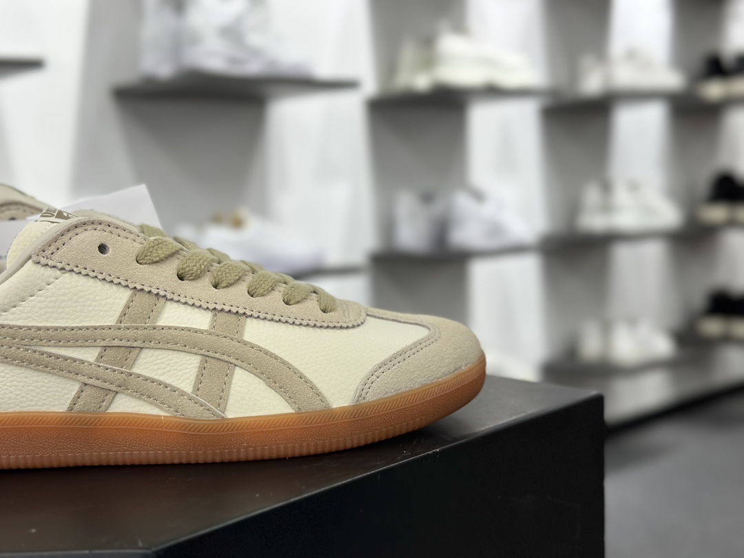 鬼塚虎/Onitsuka Tiger Tokuten 得分系列低帮板鞋“皮革米白竹绿生胶底”1183C086-100