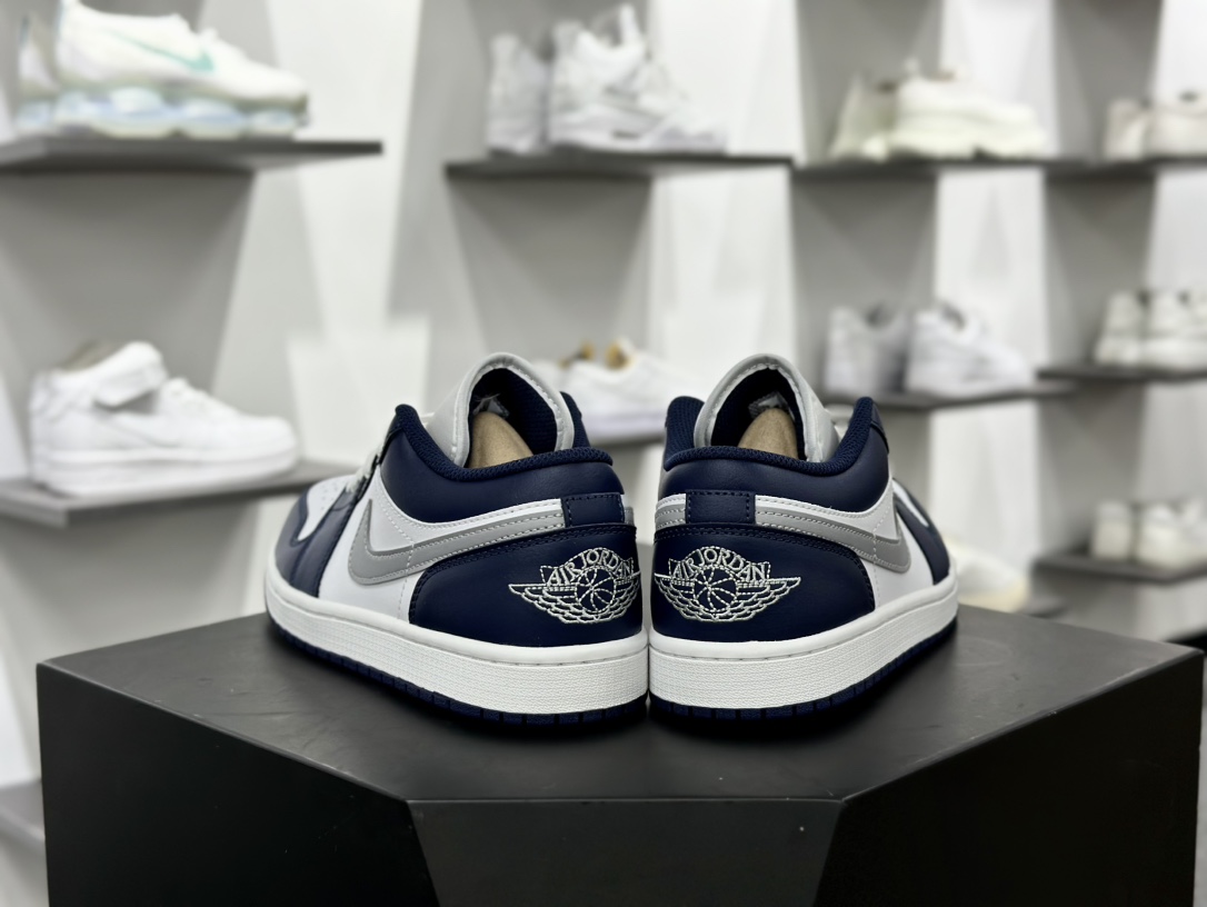 耐克Nike Air Jordan 1 Low”Midnight Navy Grey White”AJ1乔丹一代低帮篮球鞋“皮革海军蓝白灰”553558-141