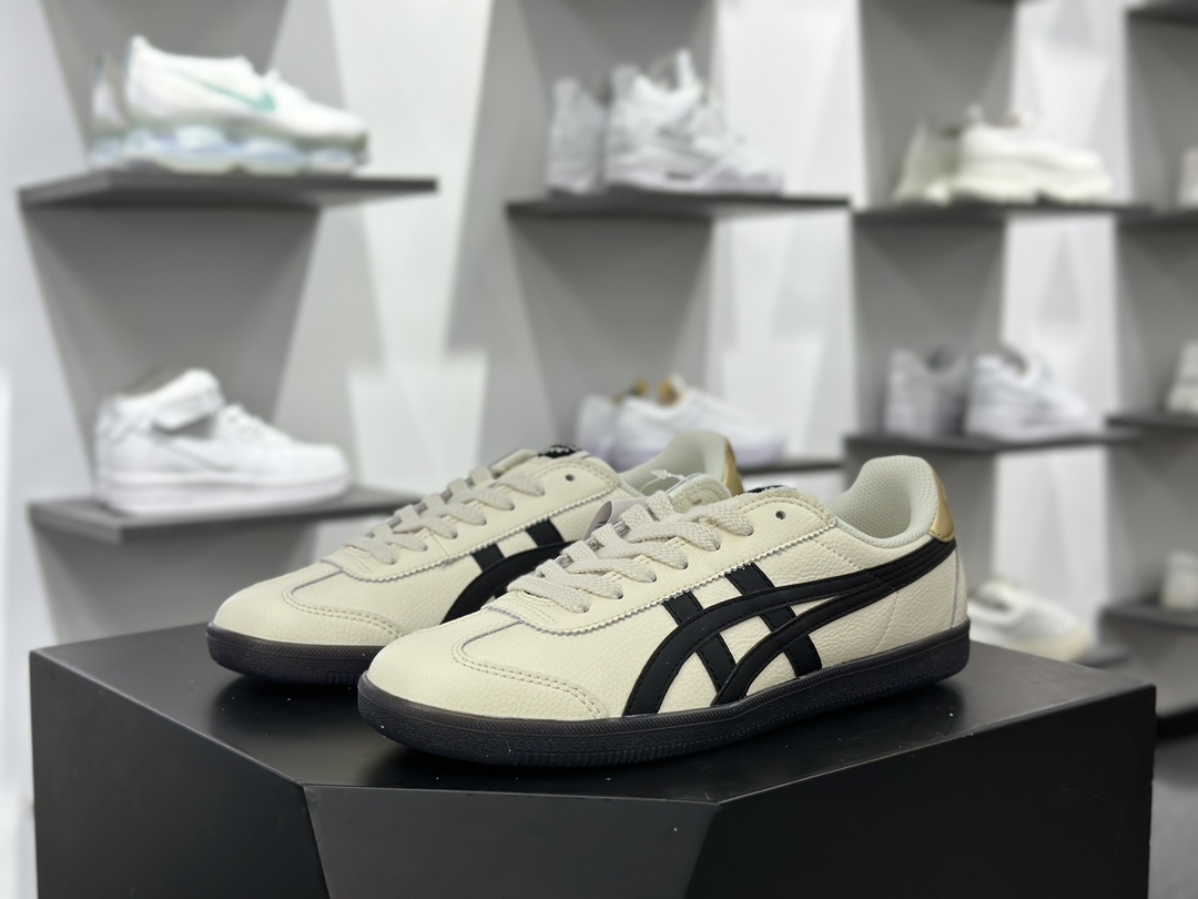 鬼塚虎/Onitsuka Tiger Tokuten 得分系列低帮板鞋“皮革奶白黑金焦糖底”1183B938-100