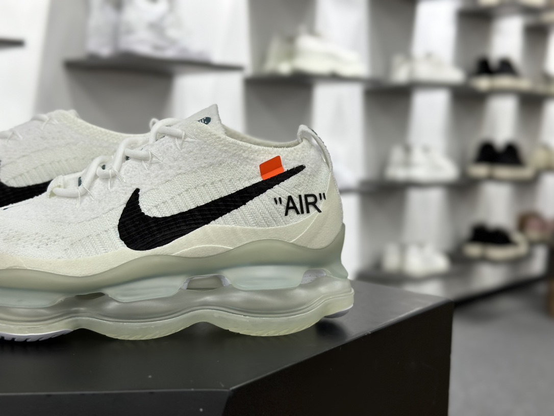 Off-White x Nike Air Max Scorpion Flyknit SE”White/Black”天蝎座慢跑鞋“OW针织白黑橙”DJ4701-100