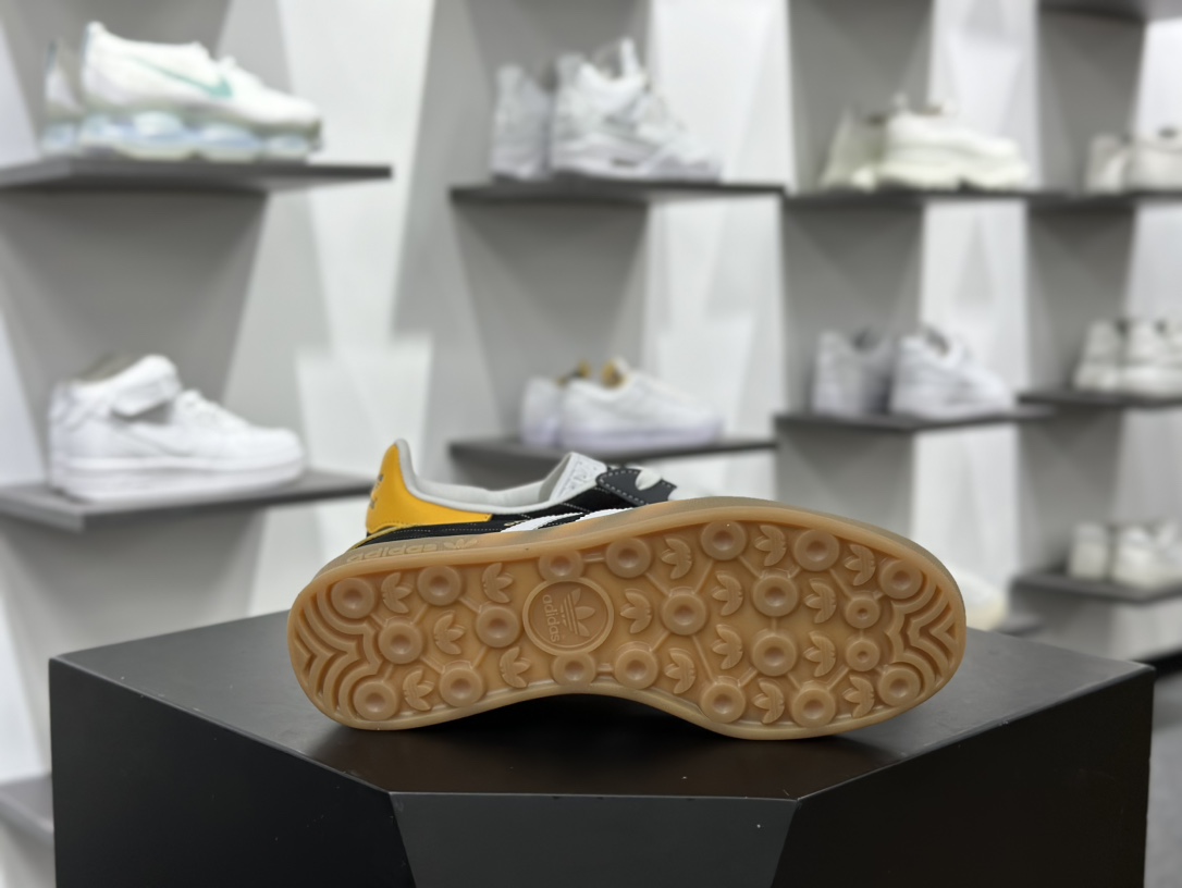 阿迪达斯Adidas Gazelle Indoor Trainers”Olympic Black”羚羊板鞋“奥运条纹黑灰白黄生胶底”IF9642