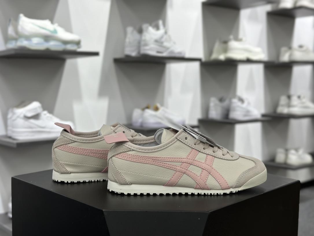 鬼塚虎/Onitsuka Tiger Mexico 66经典墨西哥系列低帮慢跑鞋“皮革米白灰浅粉”1183A201-254