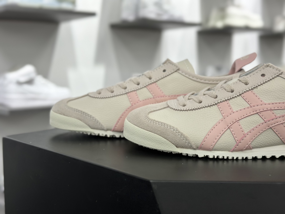 鬼塚虎/Onitsuka Tiger Mexico 66经典墨西哥系列低帮慢跑鞋“皮革米白灰浅粉”1183A201-254