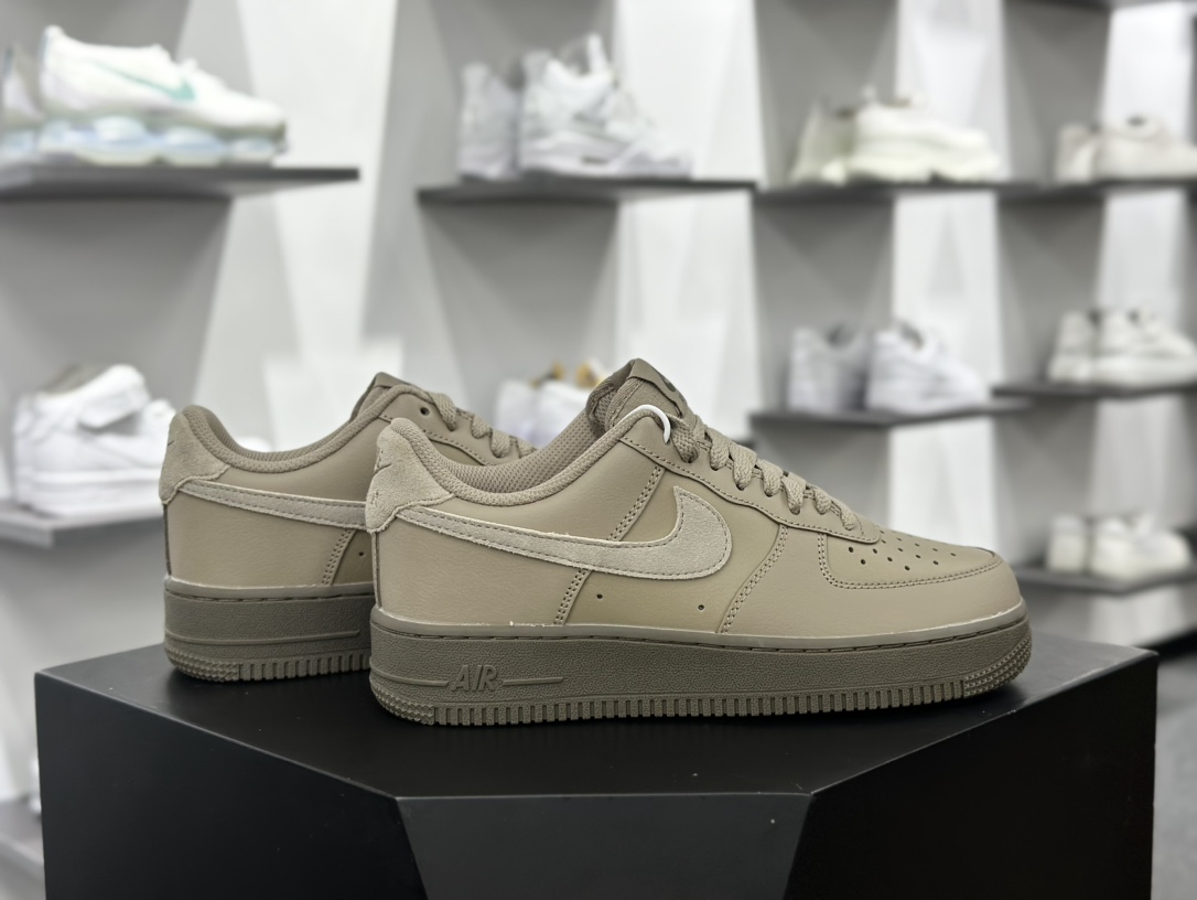 耐克Nike Air Force 1'07 Low”Khaki/Olive”空军一号低帮经典板鞋“皮革深卡其橄榄绿”HQ1176-222