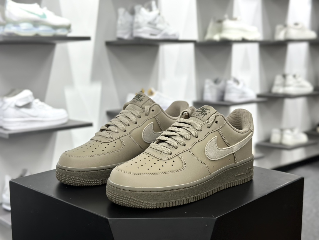 耐克Nike Air Force 1'07 Low”Khaki/Olive”空军一号低帮经典板鞋“皮革深卡其橄榄绿”HQ1176-222