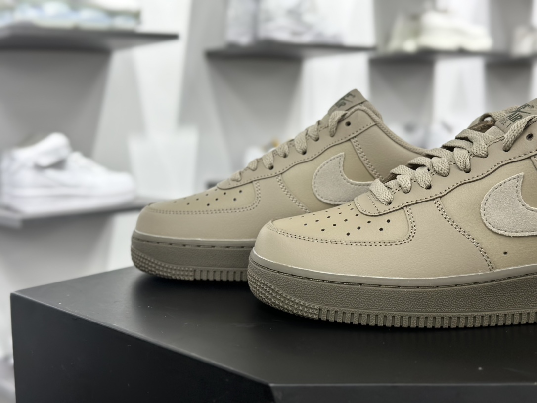 耐克Nike Air Force 1'07 Low”Khaki/Olive”空军一号低帮经典板鞋“皮革深卡其橄榄绿”HQ1176-222