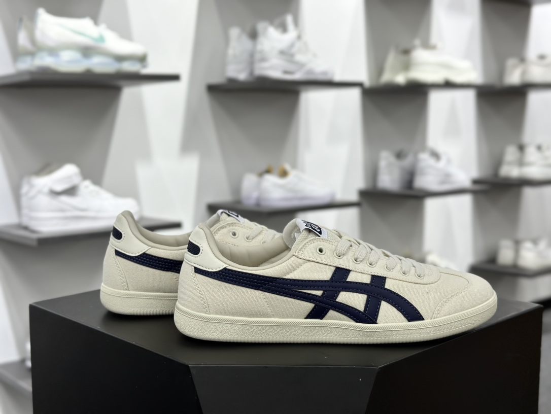 鬼塚虎/Onitsuka Tiger Tokuten 得分系列低帮板鞋“帆布米白藏蓝生胶底”1183A862-201