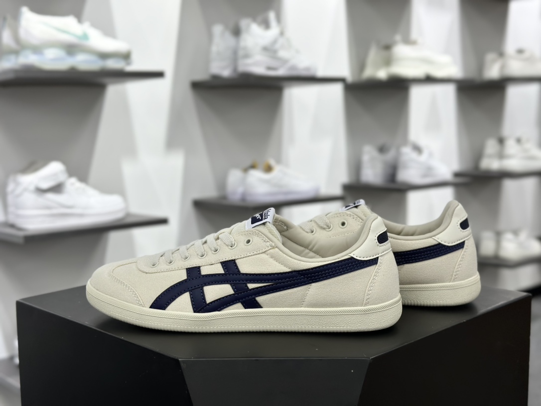 鬼塚虎/Onitsuka Tiger Tokuten 得分系列低帮板鞋“帆布米白藏蓝生胶底”1183A862-201