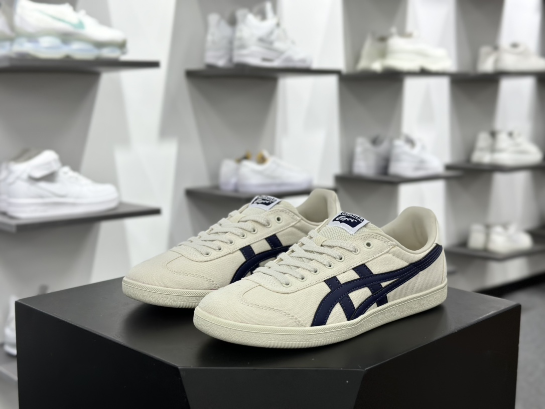 鬼塚虎/Onitsuka Tiger Tokuten 得分系列低帮板鞋“帆布米白藏蓝生胶底”1183A862-201