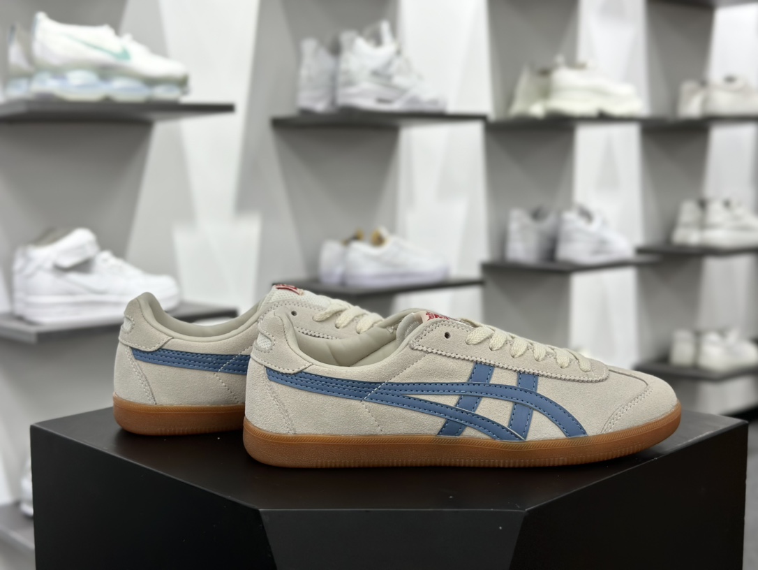 鬼塚虎/Onitsuka Tiger Tokuten 得分系列低帮板鞋“翻毛米白蓝生胶底”1183A907-202