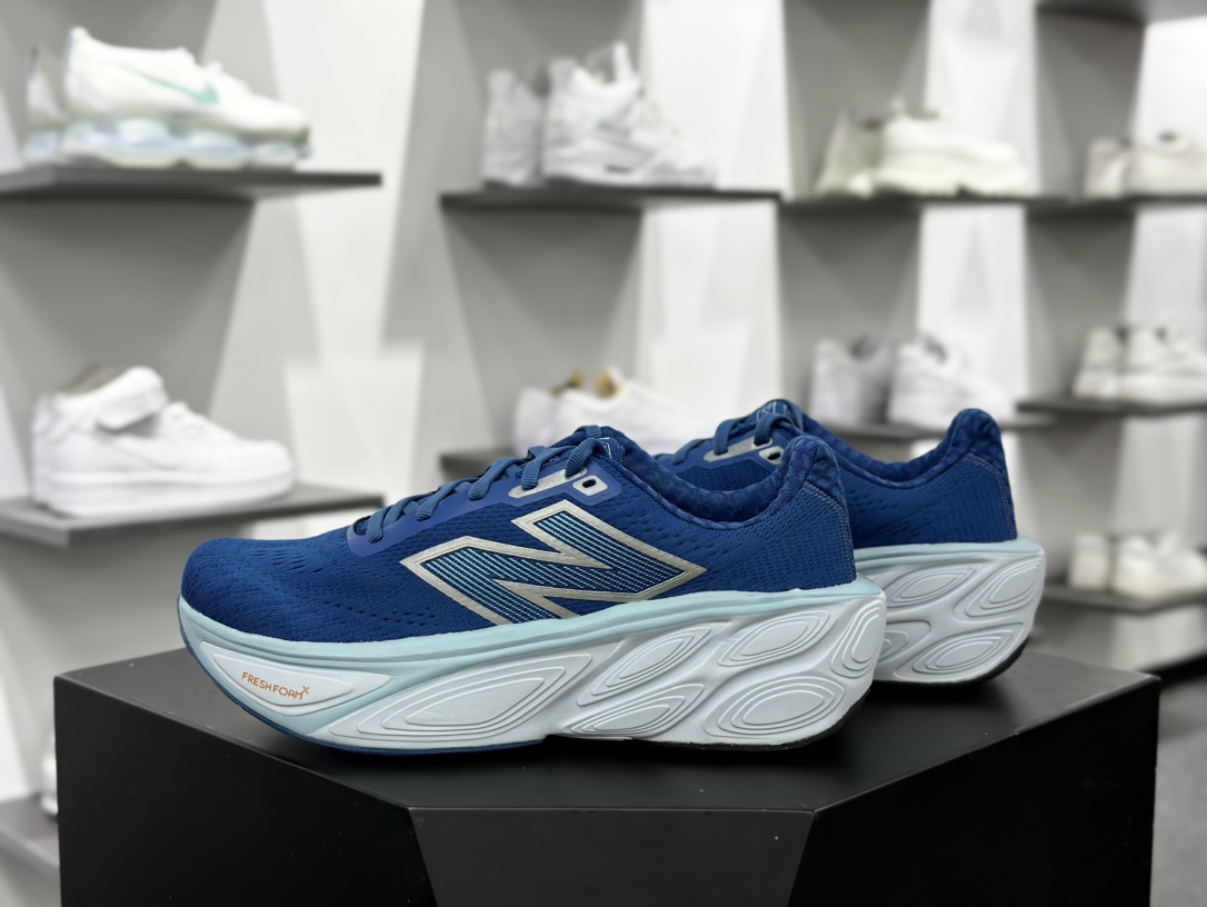 NB新百伦New Balance Fresh Foam X More V5 莫尔V5系列低帮慢跑鞋“网织深蓝浅蓝”MMORLH5