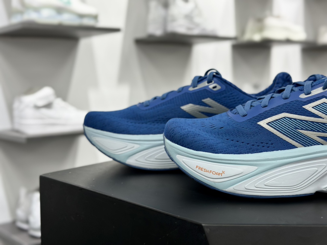 NB新百伦New Balance Fresh Foam X More V5 莫尔V5系列低帮慢跑鞋“网织深蓝浅蓝”MMORLH5