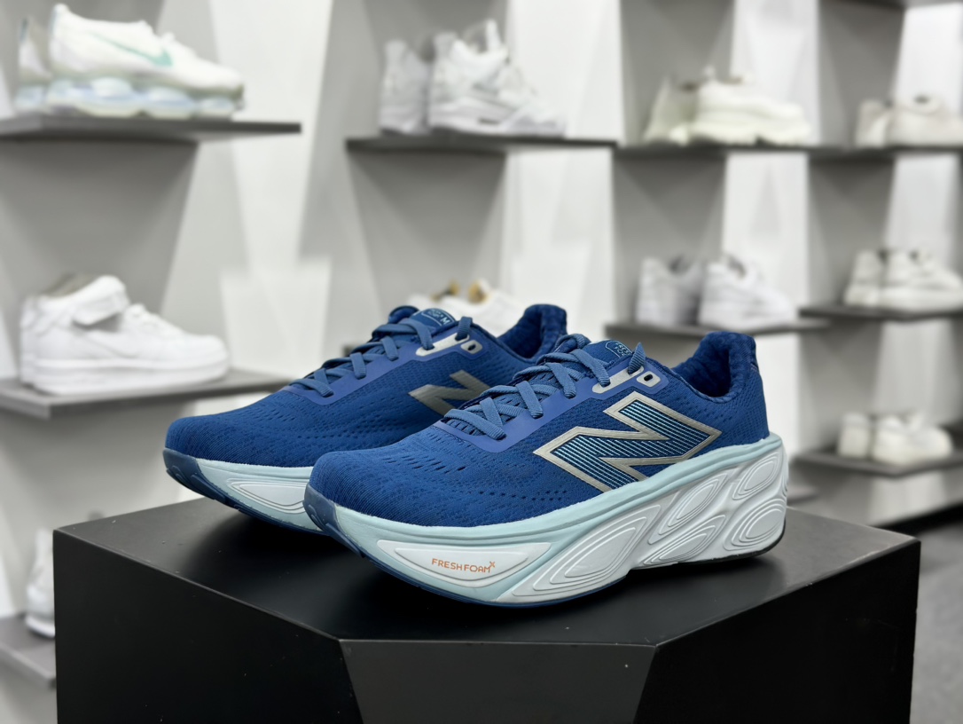 NB新百伦New Balance Fresh Foam X More V5 莫尔V5系列低帮慢跑鞋“网织深蓝浅蓝”MMORLH5