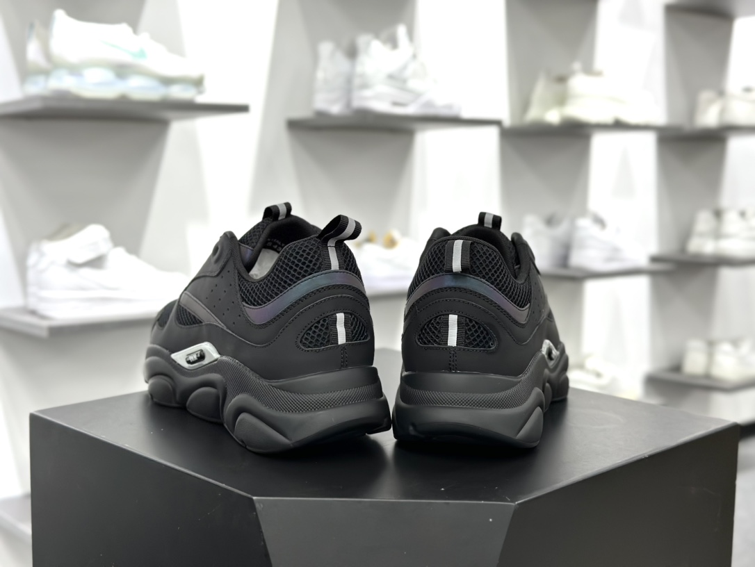 Dior Homme B22 Trainer Sneaker系列复古厚底慢跑鞋“黑武士镭射反光”3SN231YIXH_963