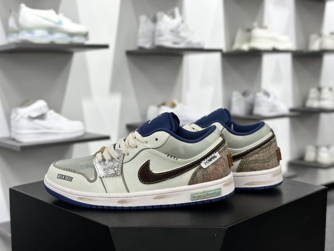 耐克Nike Air Jordan 1 Low”Wave Treading”AJ1乔丹一代低帮篮球鞋“米白蓝棕踏浪涂鸦”553558-414