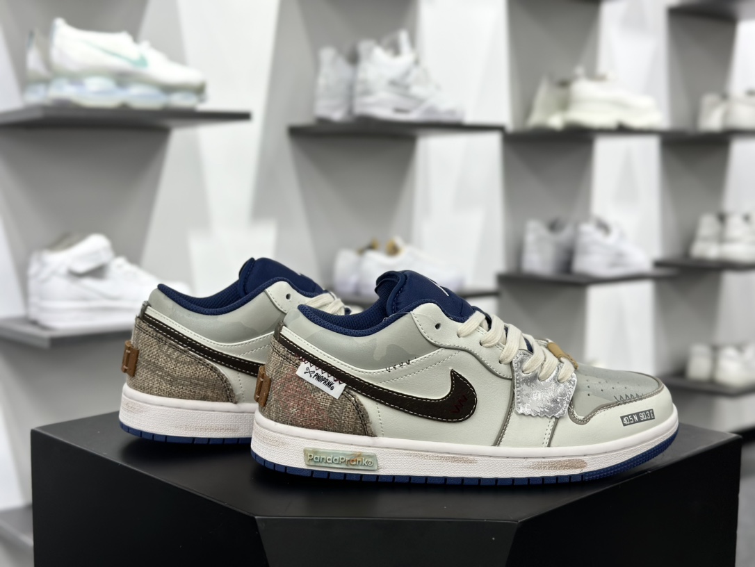 耐克Nike Air Jordan 1 Low”Wave Treading”AJ1乔丹一代低帮篮球鞋“米白蓝棕踏浪涂鸦”553558-414