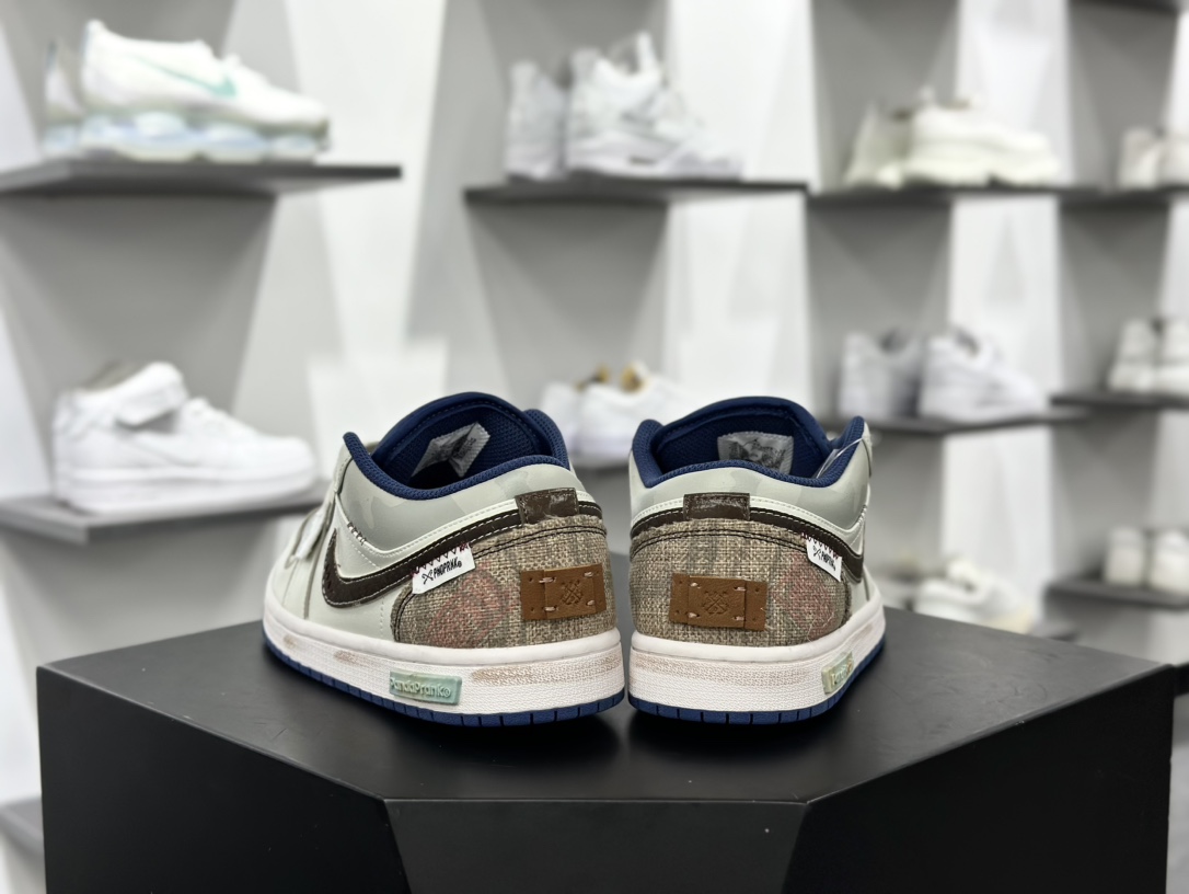 耐克Nike Air Jordan 1 Low”Wave Treading”AJ1乔丹一代低帮篮球鞋“米白蓝棕踏浪涂鸦”553558-414