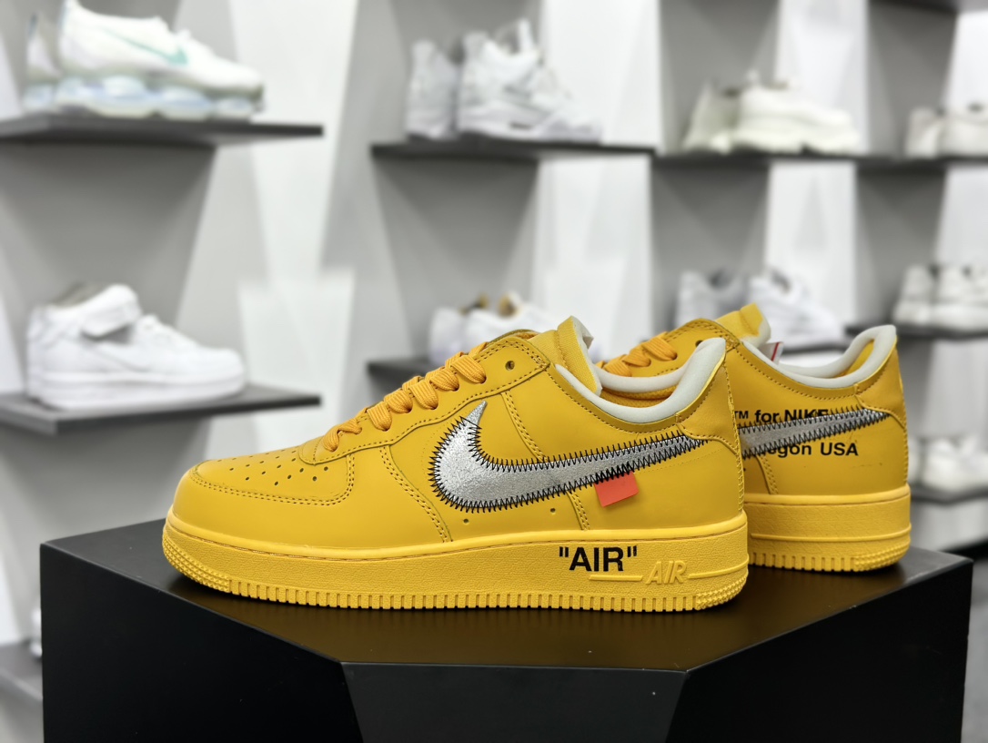 Off-White x Nike Air Force 1 Low’07”University Gold/Metallic Silver”空军一号板鞋“OW大学金银钩”DD1876-700