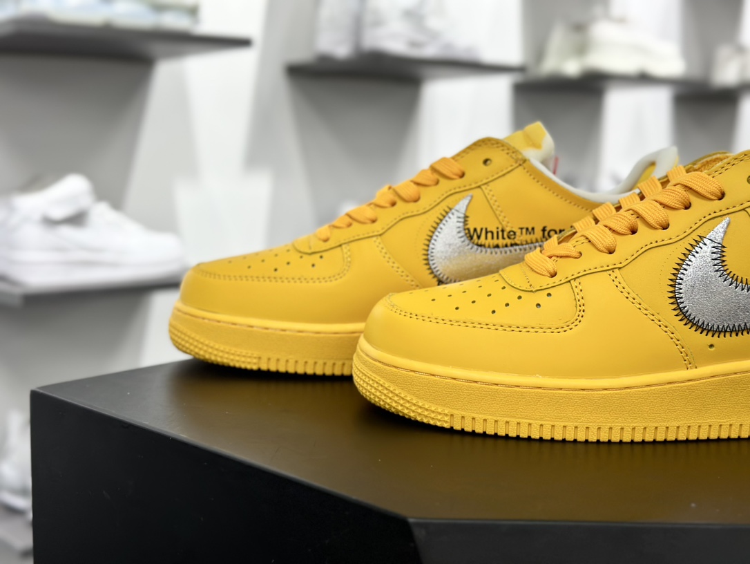 Off-White x Nike Air Force 1 Low’07”University Gold/Metallic Silver”空军一号板鞋“OW大学金银钩”DD1876-700