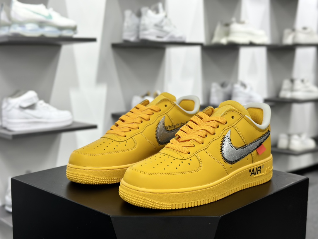 Off-White x Nike Air Force 1 Low’07”University Gold/Metallic Silver”空军一号板鞋“OW大学金银钩”DD1876-700