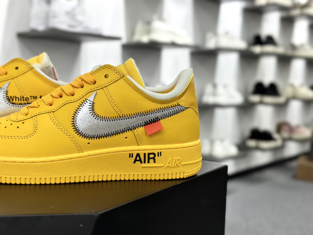 Off-White x Nike Air Force 1 Low’07”University Gold/Metallic Silver”空军一号板鞋“OW大学金银钩”DD1876-700