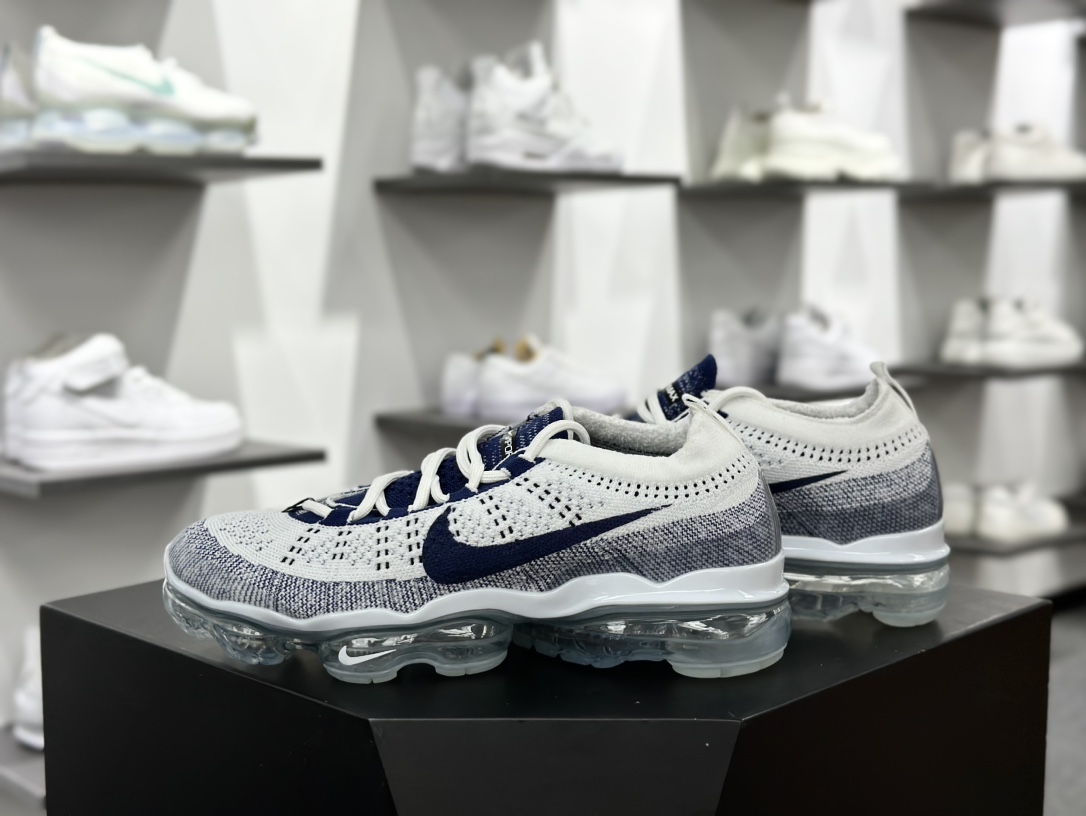 耐克Nike Air VaporMax 2023 Flyknit FK”Pure Platinum Court Blue”2023款大慢跑鞋“针织白藏蓝”DV1678-009