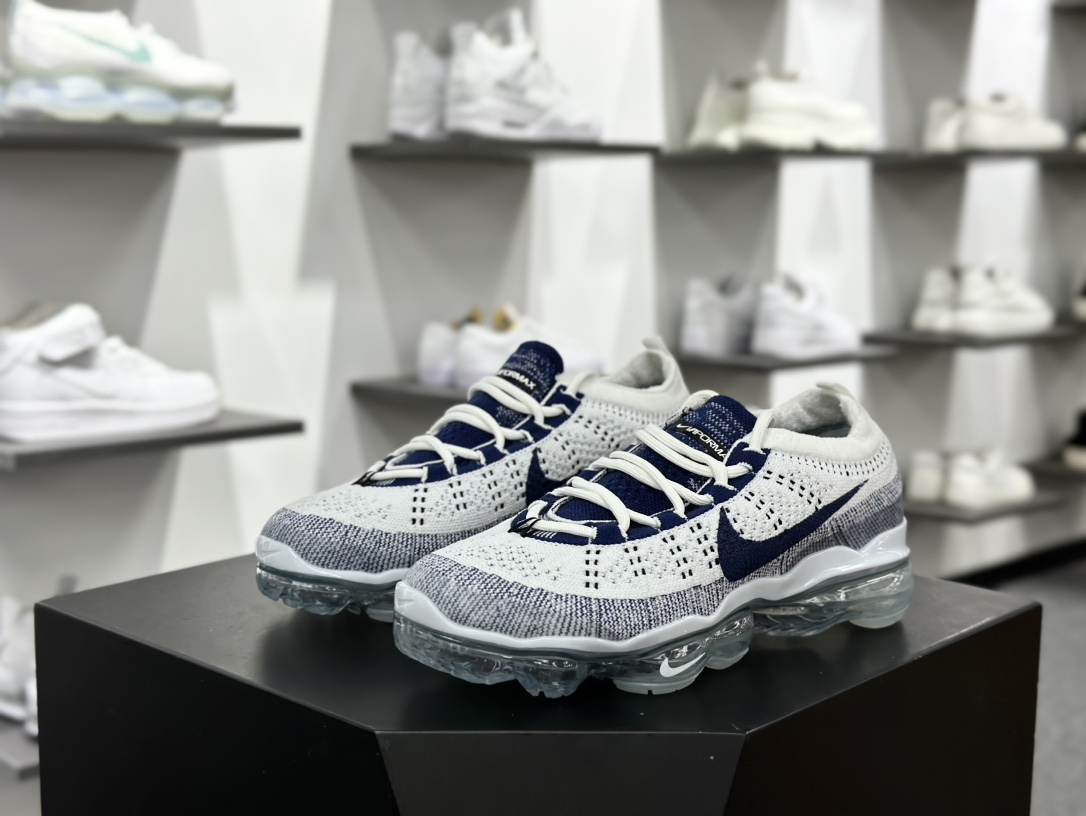 耐克Nike Air VaporMax 2023 Flyknit FK”Pure Platinum Court Blue”2023款大慢跑鞋“针织白藏蓝”DV1678-009