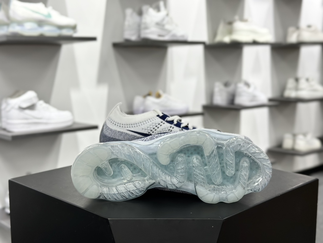 耐克Nike Air VaporMax 2023 Flyknit FK”Pure Platinum Court Blue”2023款大慢跑鞋“针织白藏蓝”DV1678-009