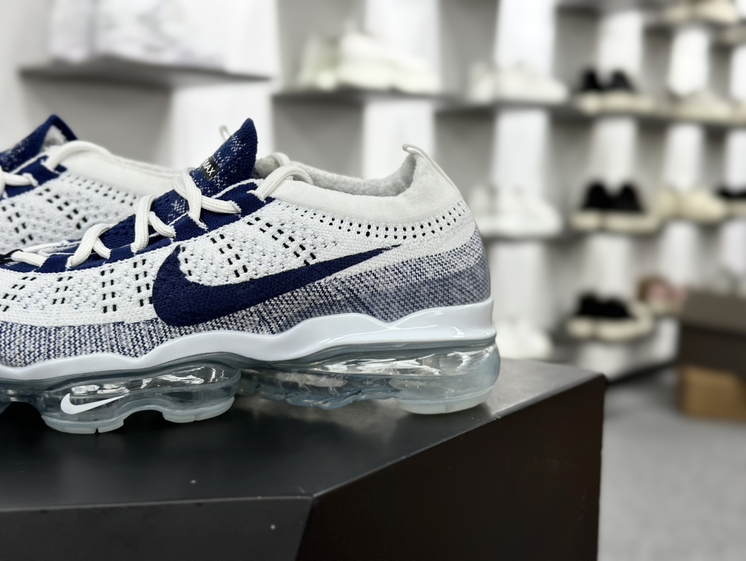 耐克Nike Air VaporMax 2023 Flyknit FK”Pure Platinum Court Blue”2023款大慢跑鞋“针织白藏蓝”DV1678-009