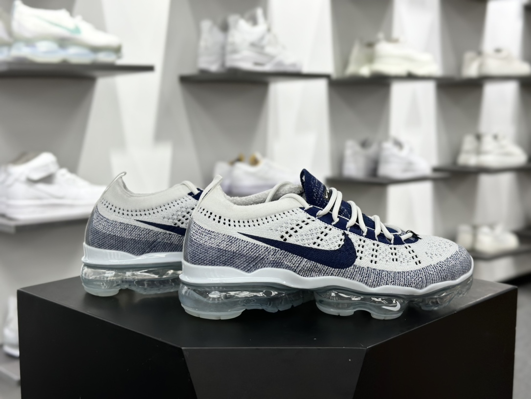 耐克Nike Air VaporMax 2023 Flyknit FK”Pure Platinum Court Blue”2023款大慢跑鞋“针织白藏蓝”DV1678-009