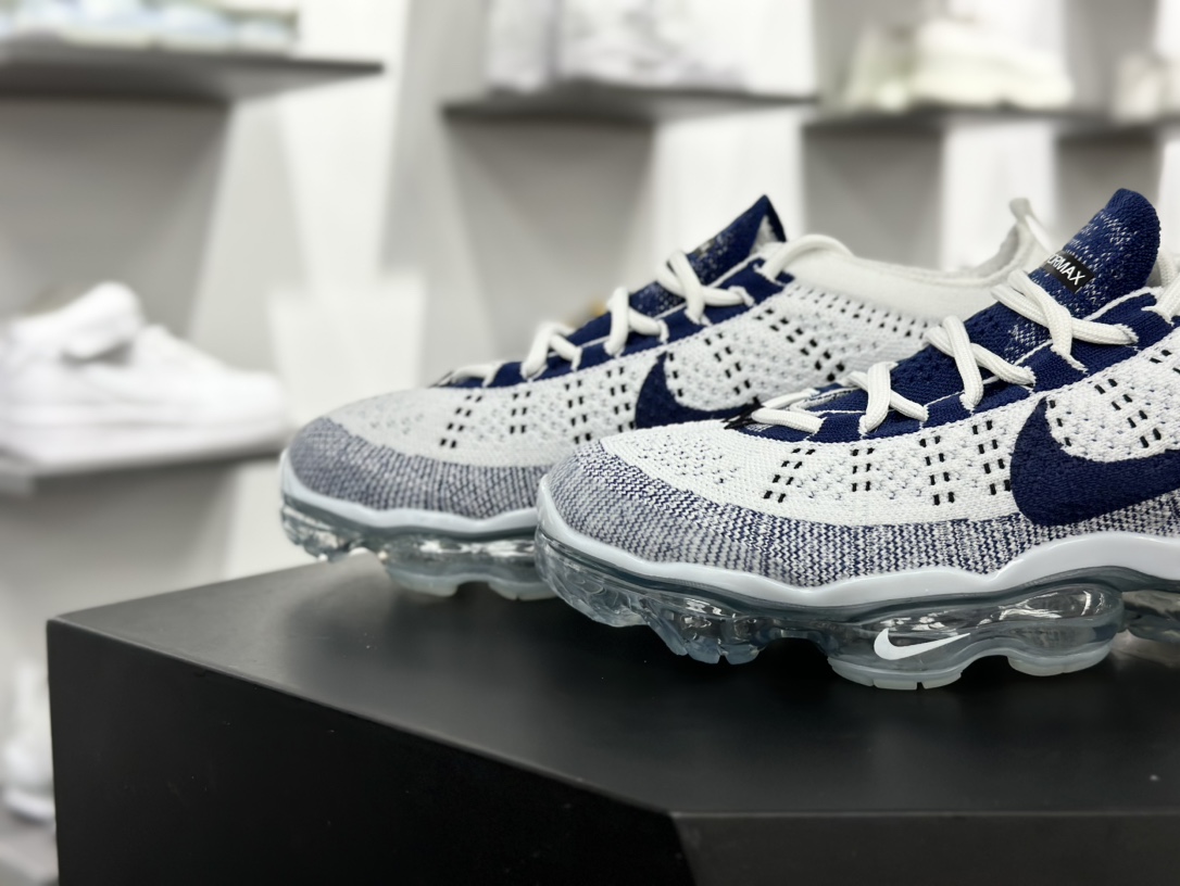 耐克Nike Air VaporMax 2023 Flyknit FK”Pure Platinum Court Blue”2023款大慢跑鞋“针织白藏蓝”DV1678-009