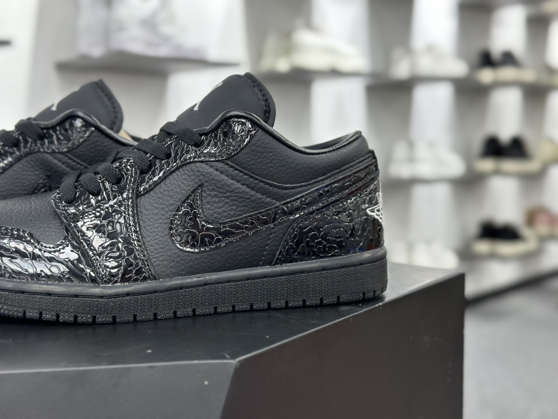 耐克Nike Air Jordan 1 Low”Black Patent”AJ1乔丹一代低帮篮球鞋“亮黑漆皮鳄鱼纹”HJ7743-010