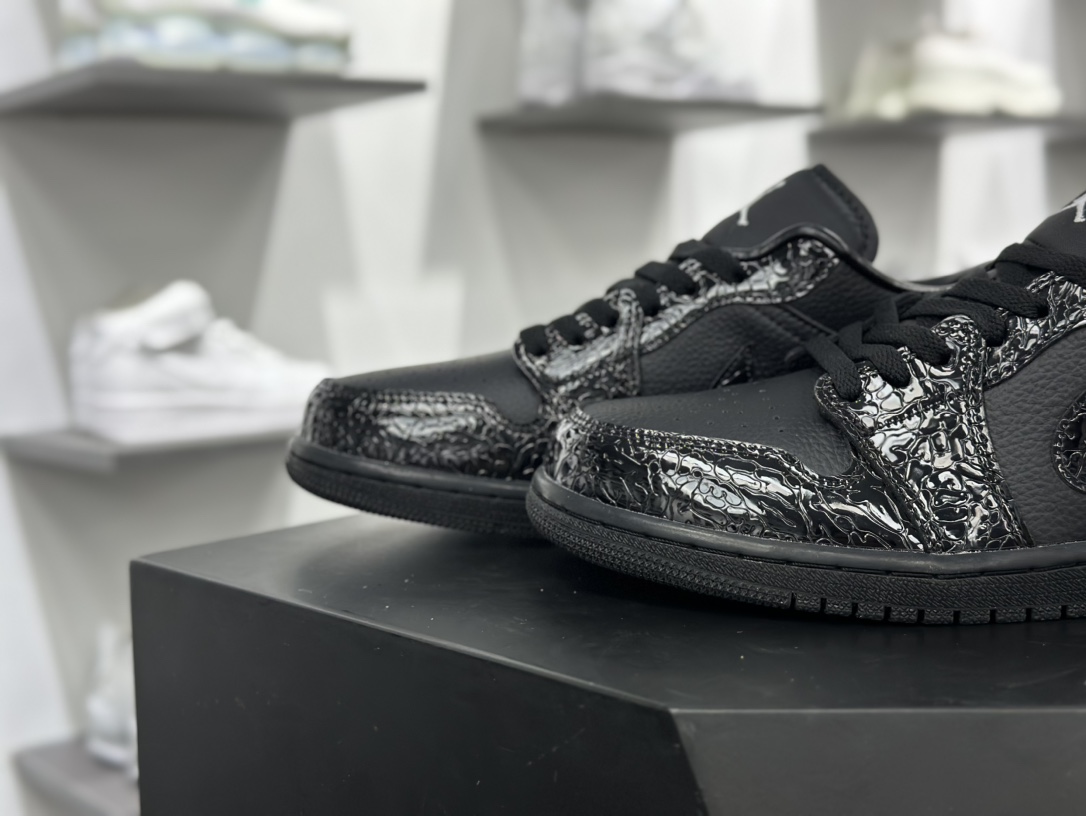 耐克Nike Air Jordan 1 Low”Black Patent”AJ1乔丹一代低帮篮球鞋“亮黑漆皮鳄鱼纹”HJ7743-010