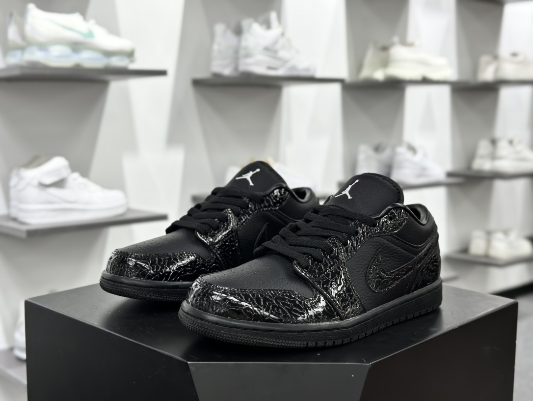 耐克Nike Air Jordan 1 Low”Black Patent”AJ1乔丹一代低帮篮球鞋“亮黑漆皮鳄鱼纹”HJ7743-010